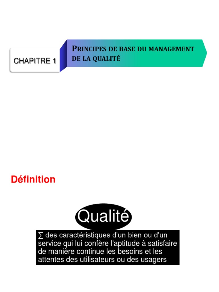 Management de la Qualité en Entreprise | PDF | Management de la qualité ...