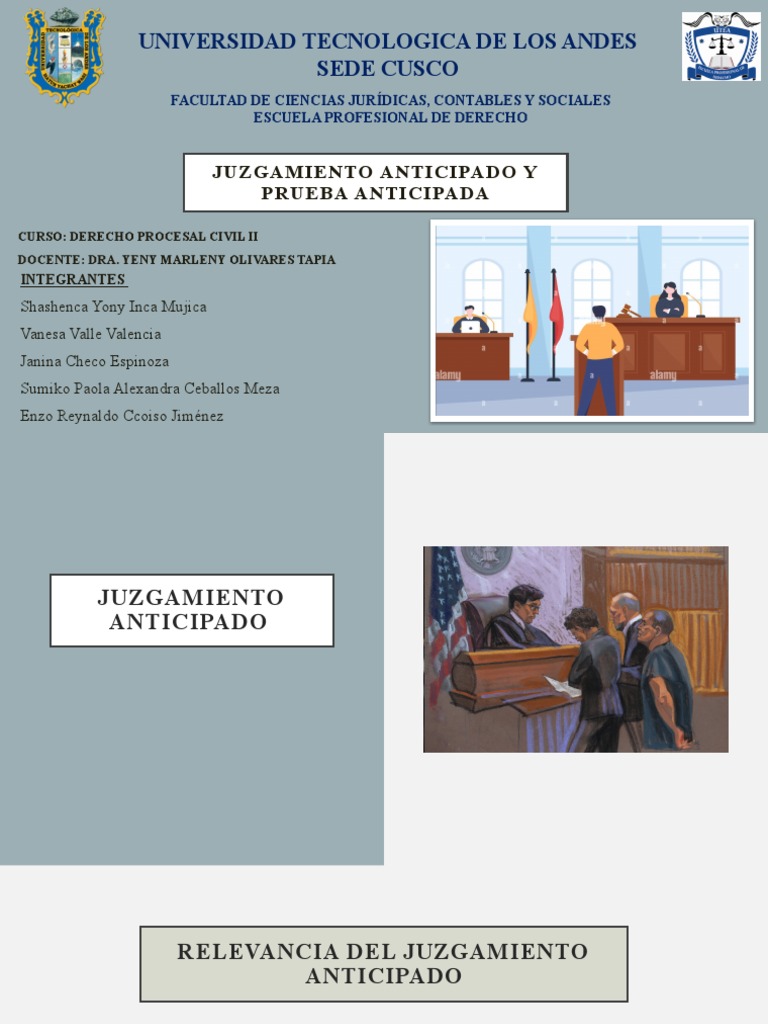 Presentacion Juzgamiento Anticipado y Prueba Anticipada | PDF