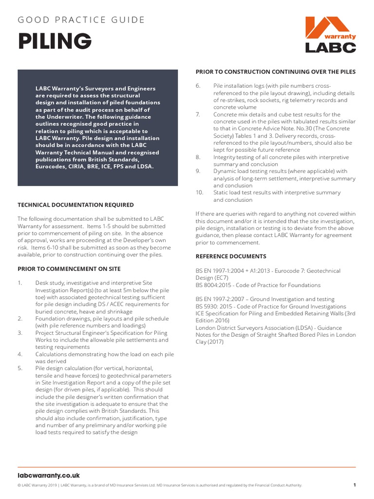 LABCW Guidance - Piling | PDF | Deep Foundation | Geotechnical Engineering