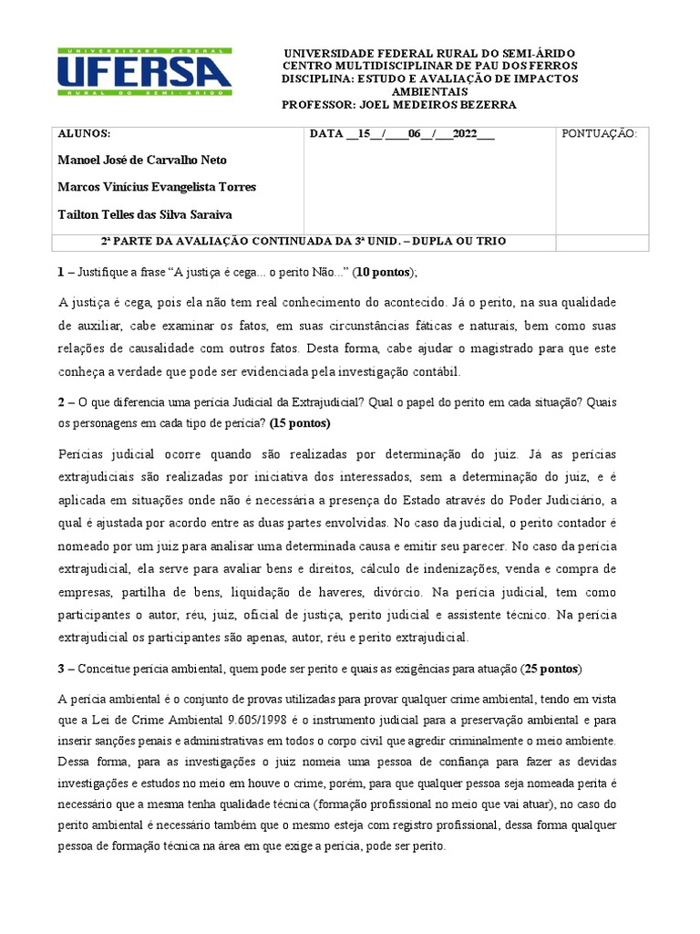 Atividade Avaliativa Unidade 3 EAIA PDF | PDF
