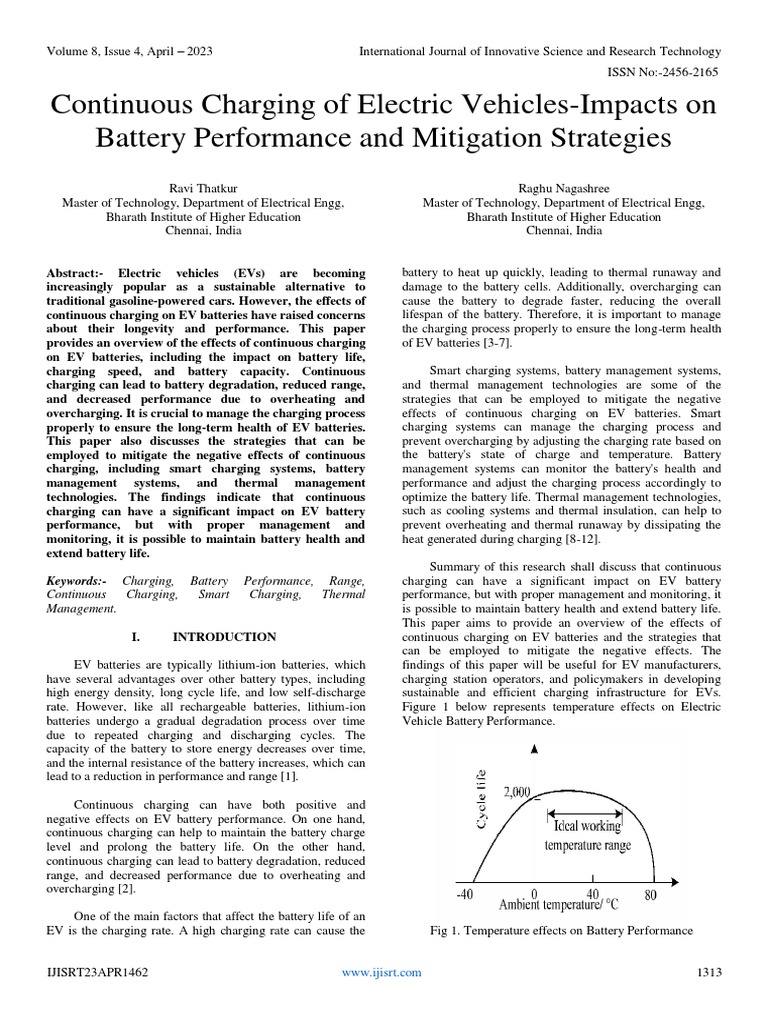 Continuous Charging of Electric Vehicles-Impacts On Battery Performance ...