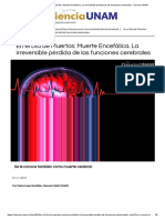 Ciencia UNAM, en El Día de Muertos - Muerte Encefálica. La Irreversible Pérdida de Las Funciones Cerebrales Mexico, 2019 PDF