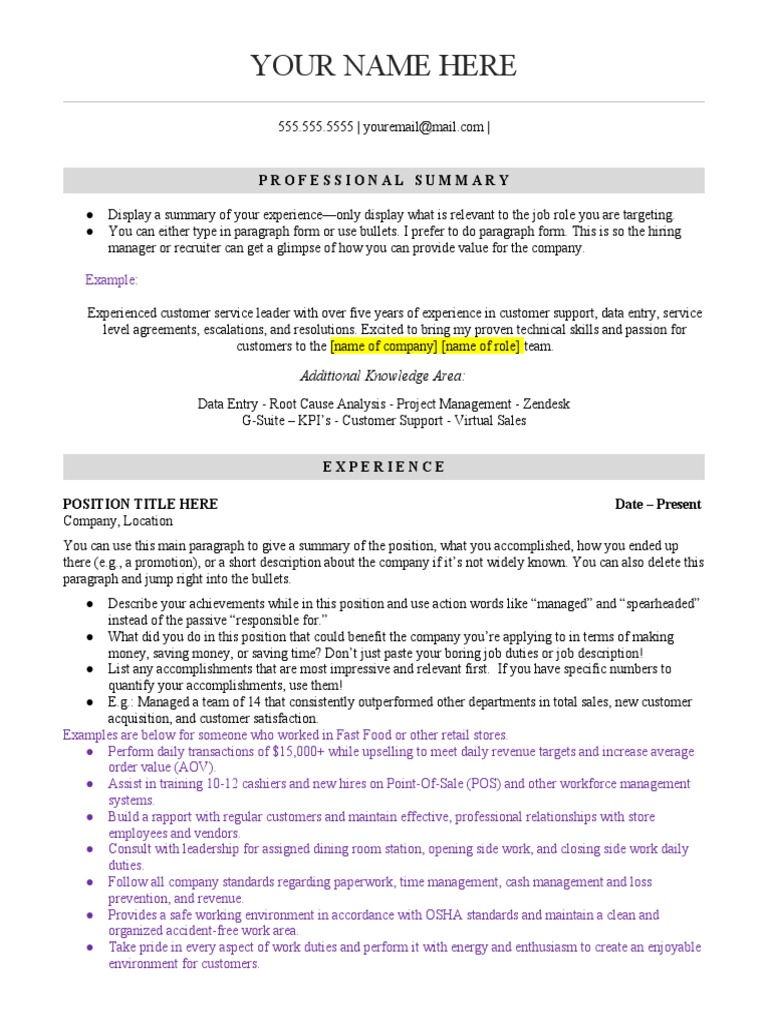 Generic Resume Template v2023 PDF