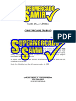 CONSTANCIA DE TRABAJO Supermercado Samir