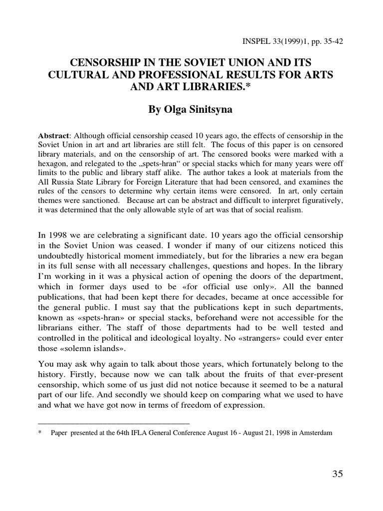 Soviet Censorship in Art and Libraries | PDF