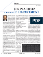 Finance Department Article Spring 2011