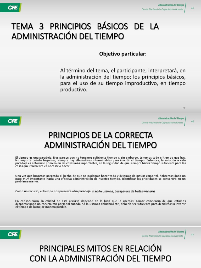 Mitos y principios de la administración del tiempo | PDF
