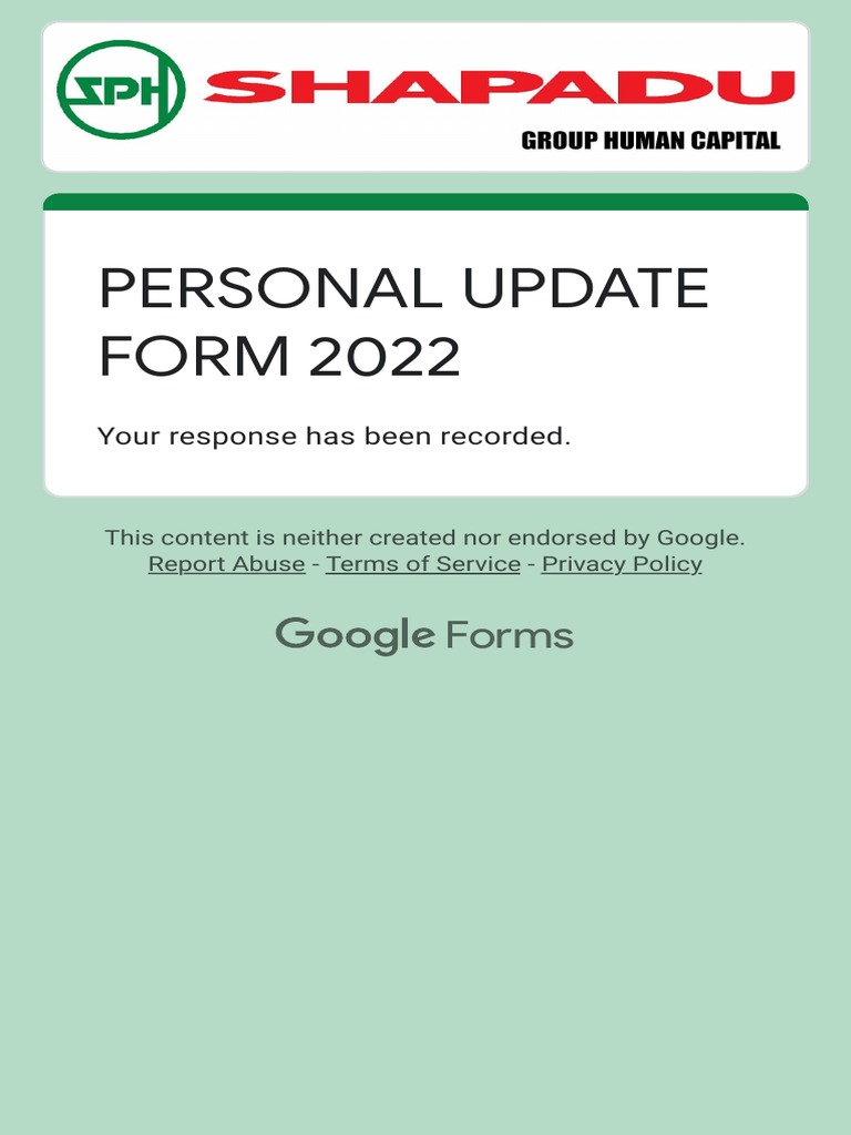 Personal Update Form 2022 PDF PDF