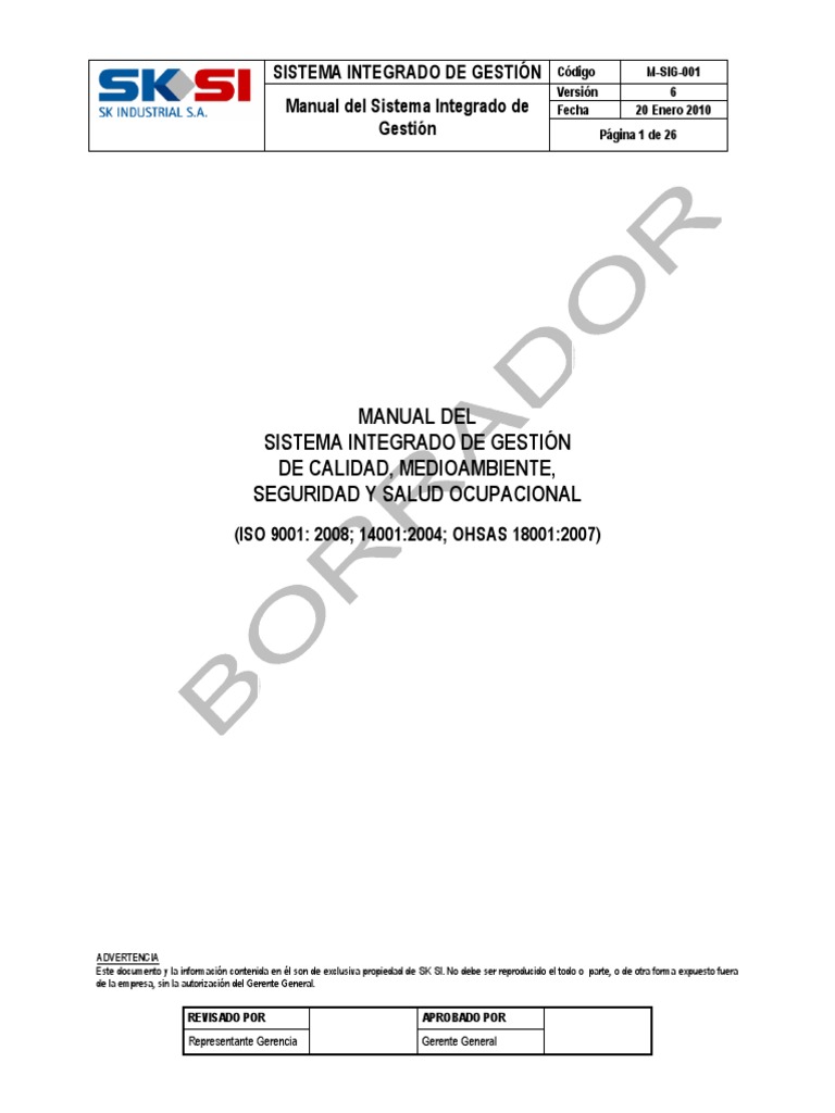 Manual del Sistema de Gestión Integrado | PDF