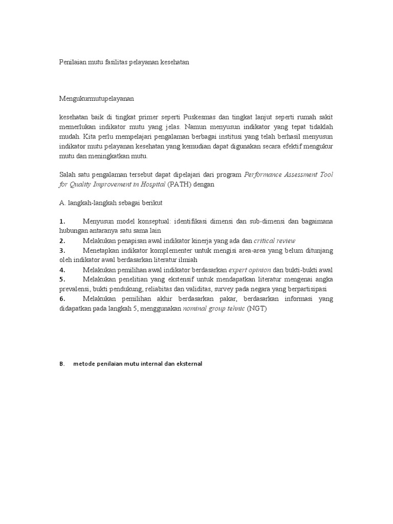 Fasilitas pelayanan mutu a pdf
