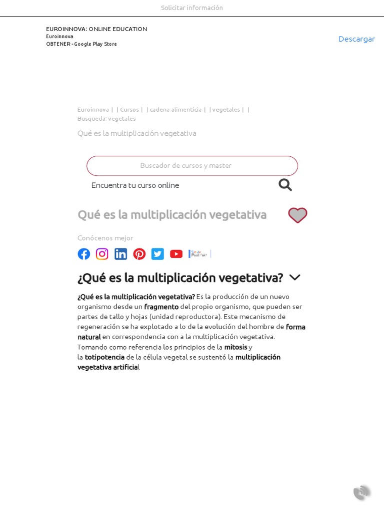 QUÉ ES LA MULTIPLICACIÓN VEGETATIVA Web Oficial EUROINNOVA PDF