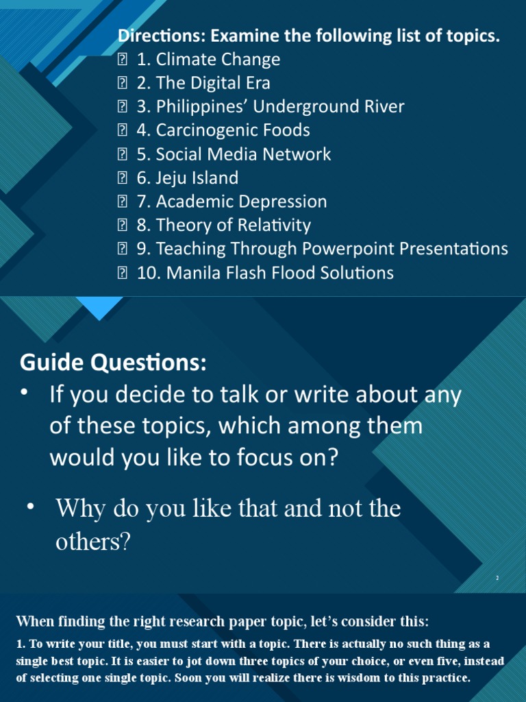 Choosing the Right Research Topic | PDF