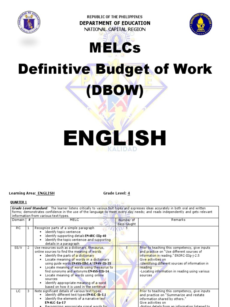 English-DBOW-GRADE 4 | PDF