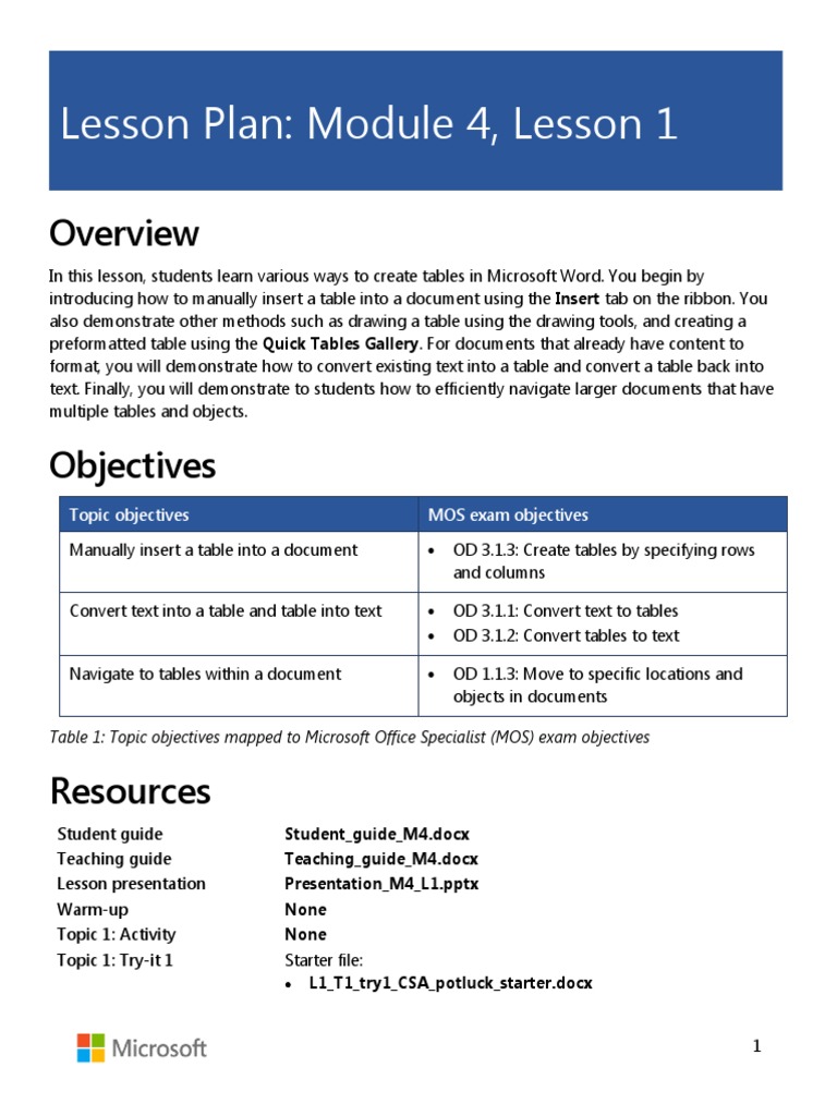 Creating and Managing Tables in Word | PDF