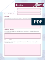 Blue Pink Maroon Soft Illustrative English Literature Poem Analysis Worksheet PDF