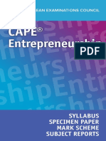 CAPE® Entrepreneurship Syllabus, Specimen Paper and Mark Scheme Ebook PDF