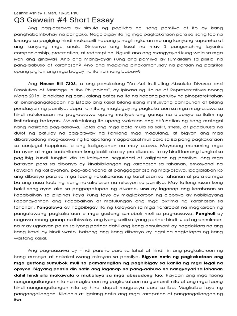 Q3 Gawain #4 Short Essay | PDF