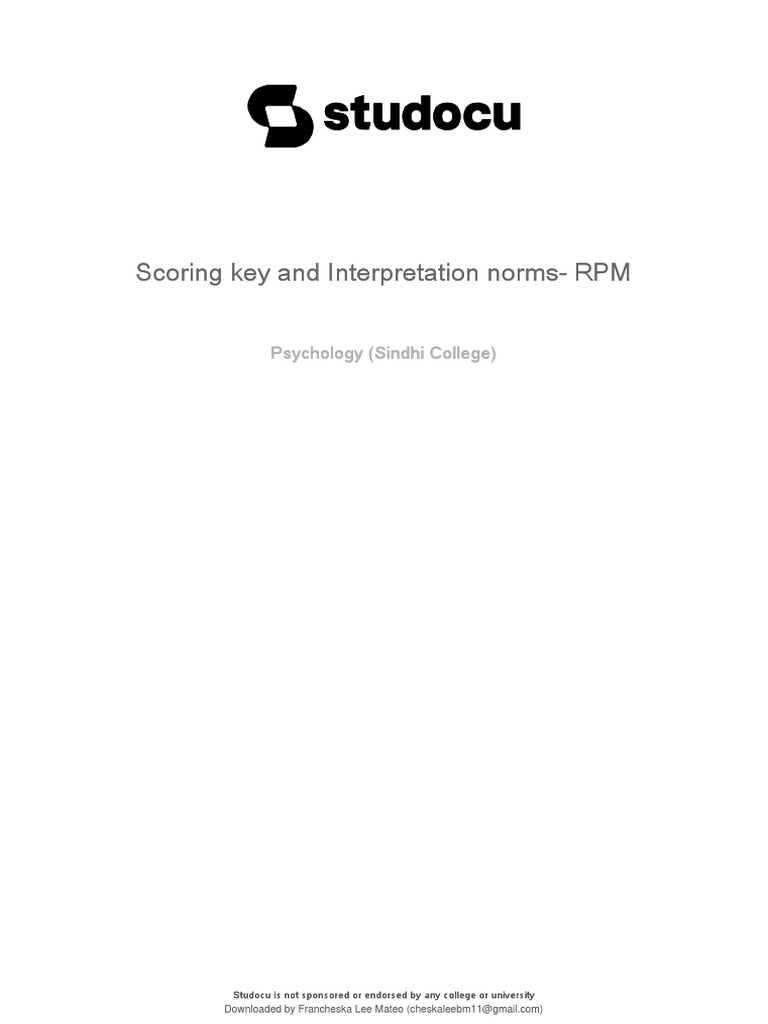 RPM Scoring and Interpretation Guide | PDF