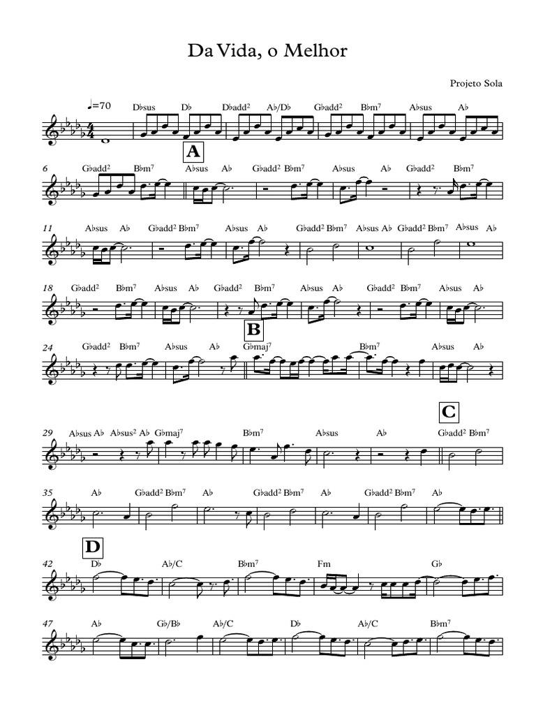 Da Vida, o Melhor - Partitura Completa PDF | PDF