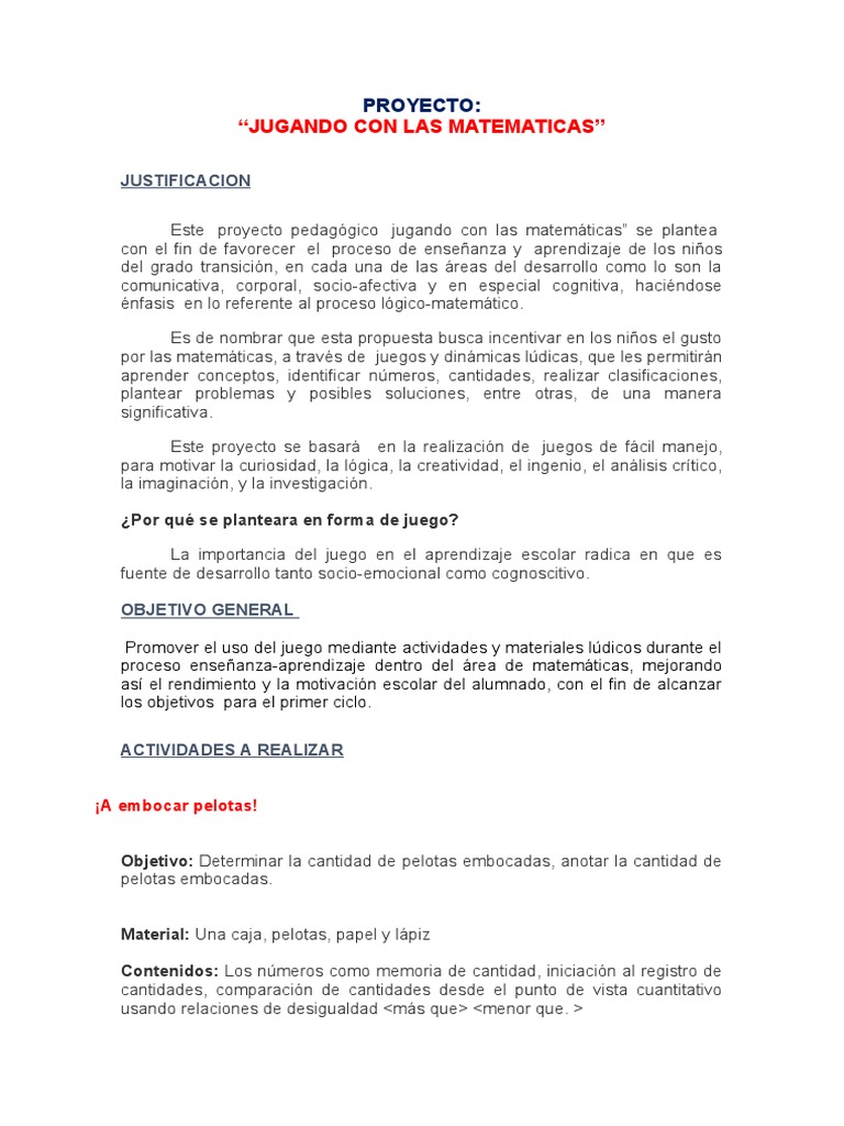 PROYECTO de Matematica | PDF