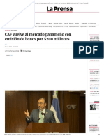 CAF Vuelve Al Mercado Panameño Con Emisión de Bonos Por $200 Millones - La Prensa Panamá PDF