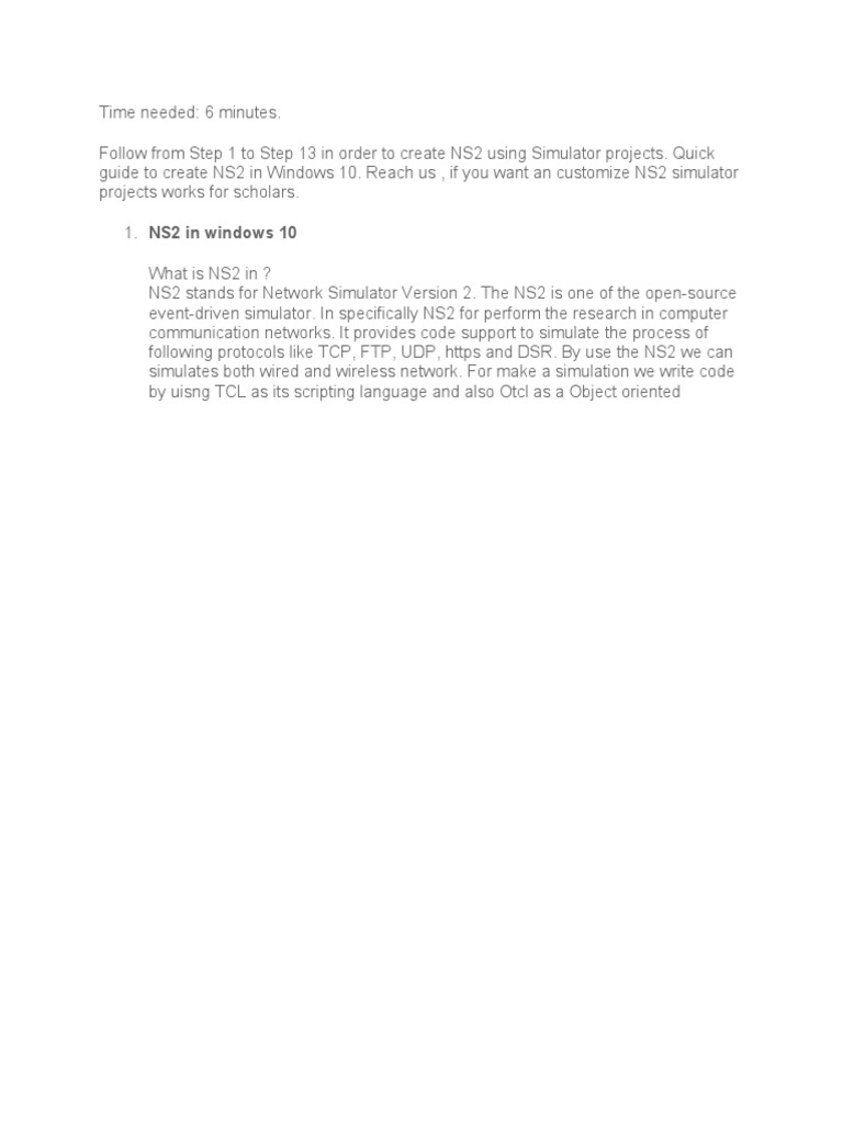 NS2 Installation Guide for Windows 10 | PDF