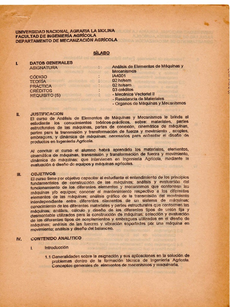 Analisis De Elementos De Maquinas Y Mecanismos Ia4001 Pdf Pdf