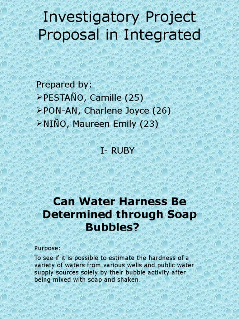 Investigatory Project Proposal In Integrated Science 1 Water Chemical Substances