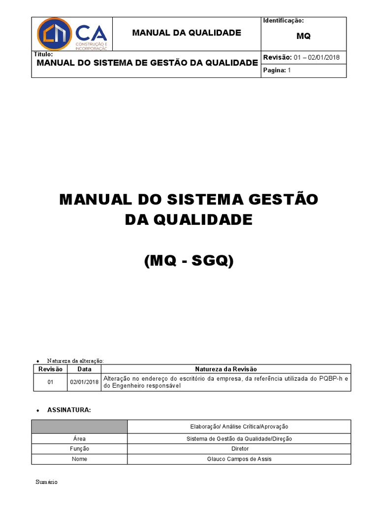 Manual do Sistema de Gestão da Qualidade | PDF