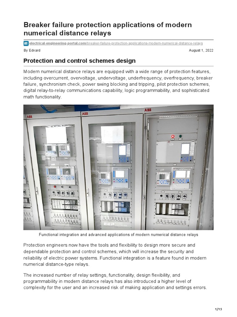 Breaker Failure Protection Applications of Modern Numerical Distance