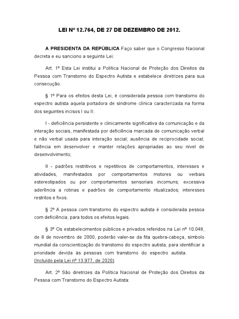 Lei De No 12.764