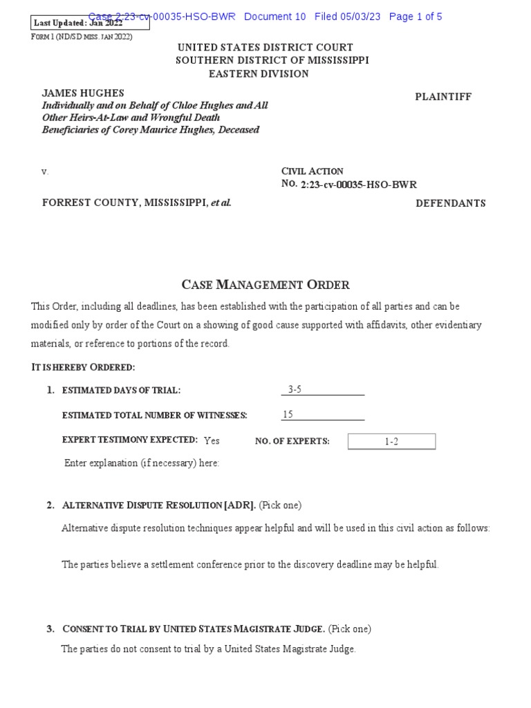 Case Management Order PDF Discovery (Law) Lawsuit
