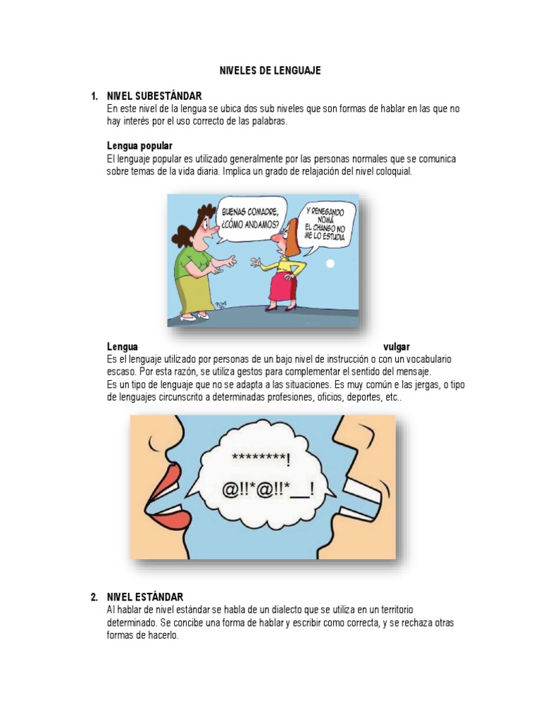 Niveles de Lenguaje PDF | PDF | Artes del Lenguaje y Comunicación