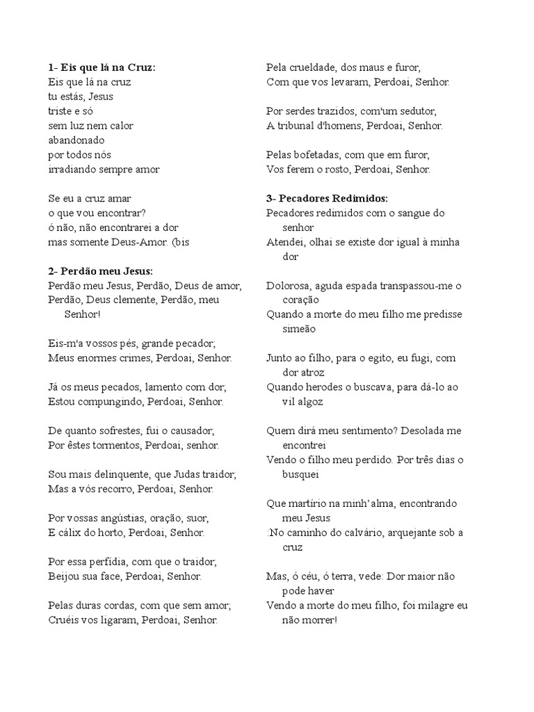 Cantos para Procissão Do Senhor Morto PDF PDF Jesus Pecado