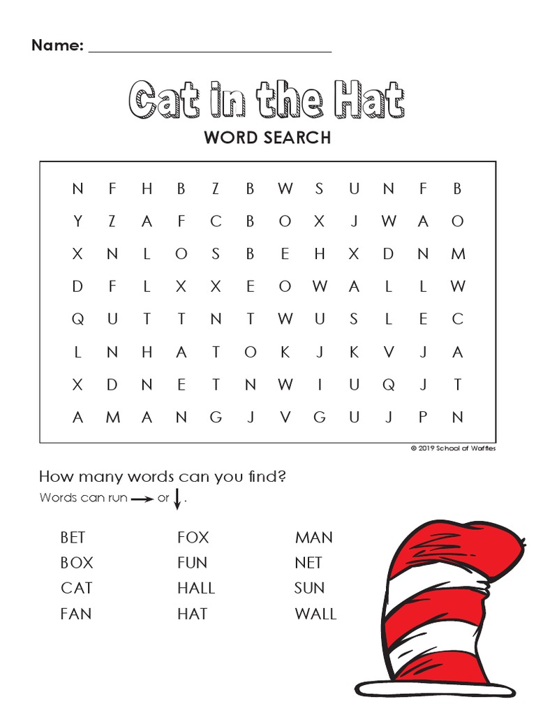 Cat in The Hat Word Search PDF Copyright Law Intellectual