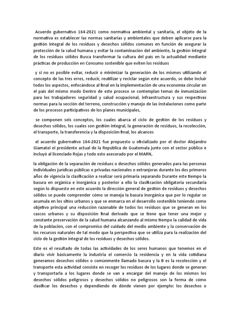 Acuerdo Gubernativo 164 | PDF