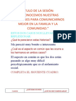 Título de La Sesión: "Reconocemos Nuestras Emociones para Comunicarnos Mejor en La Familia Y La Comunidad."