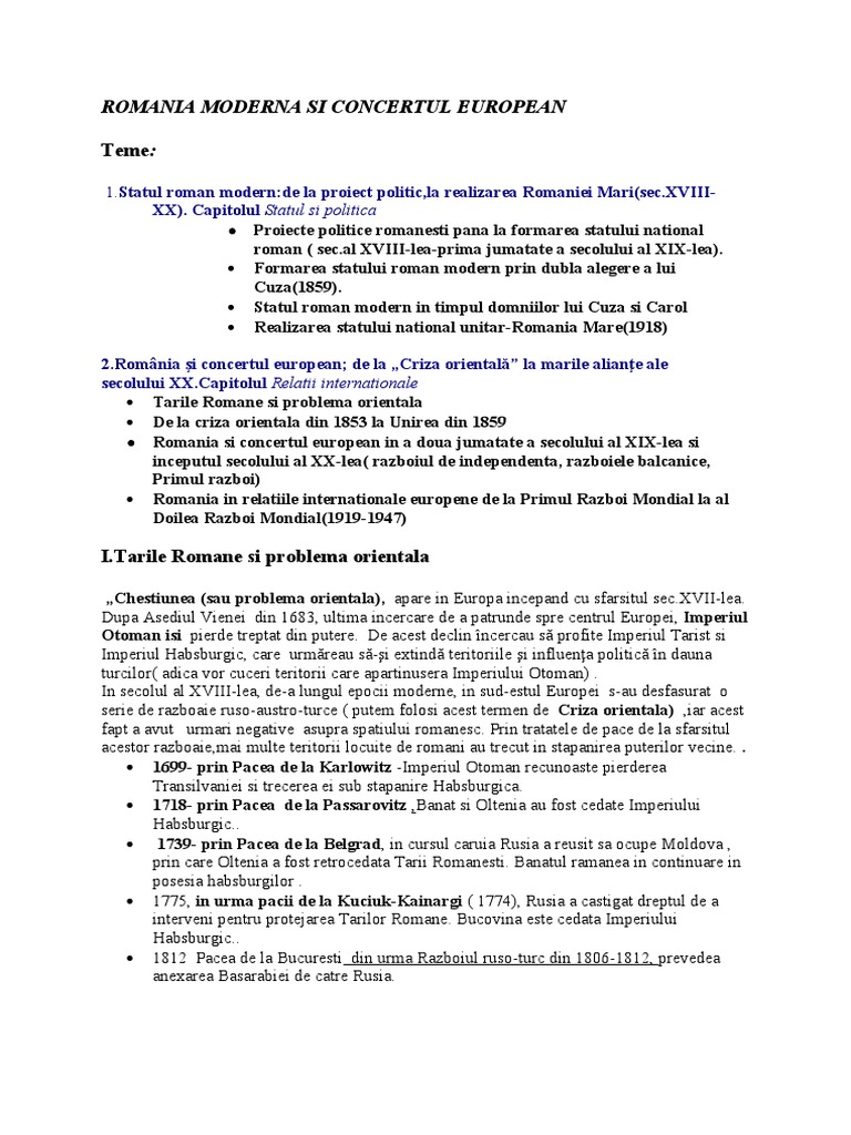 Statul Roman Modern - de La Proiect Politic La Realizarea Romaniei Mari ...