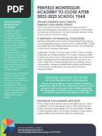 Penfield Montessori Academy Closure Statement