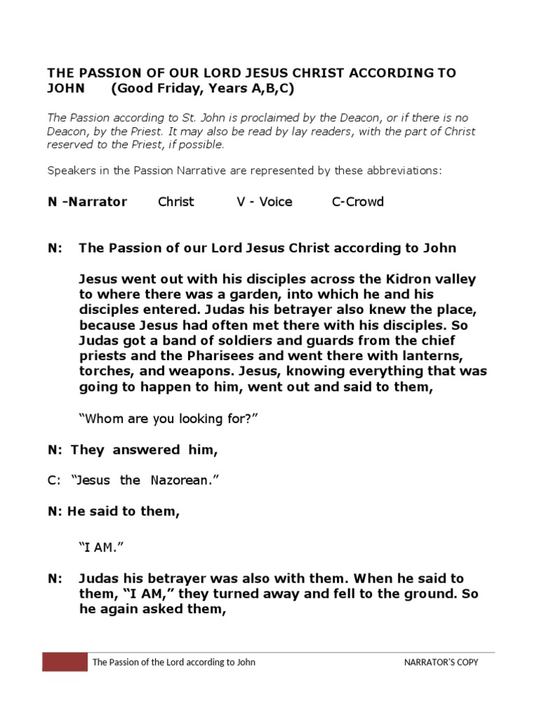 The Passion of The Lord According To John Narrator's Copy2 PDF