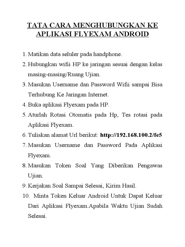 Tata Cara Menghubungkan Ke Aplikasi Flyexam Android | PDF | Bisnis ...