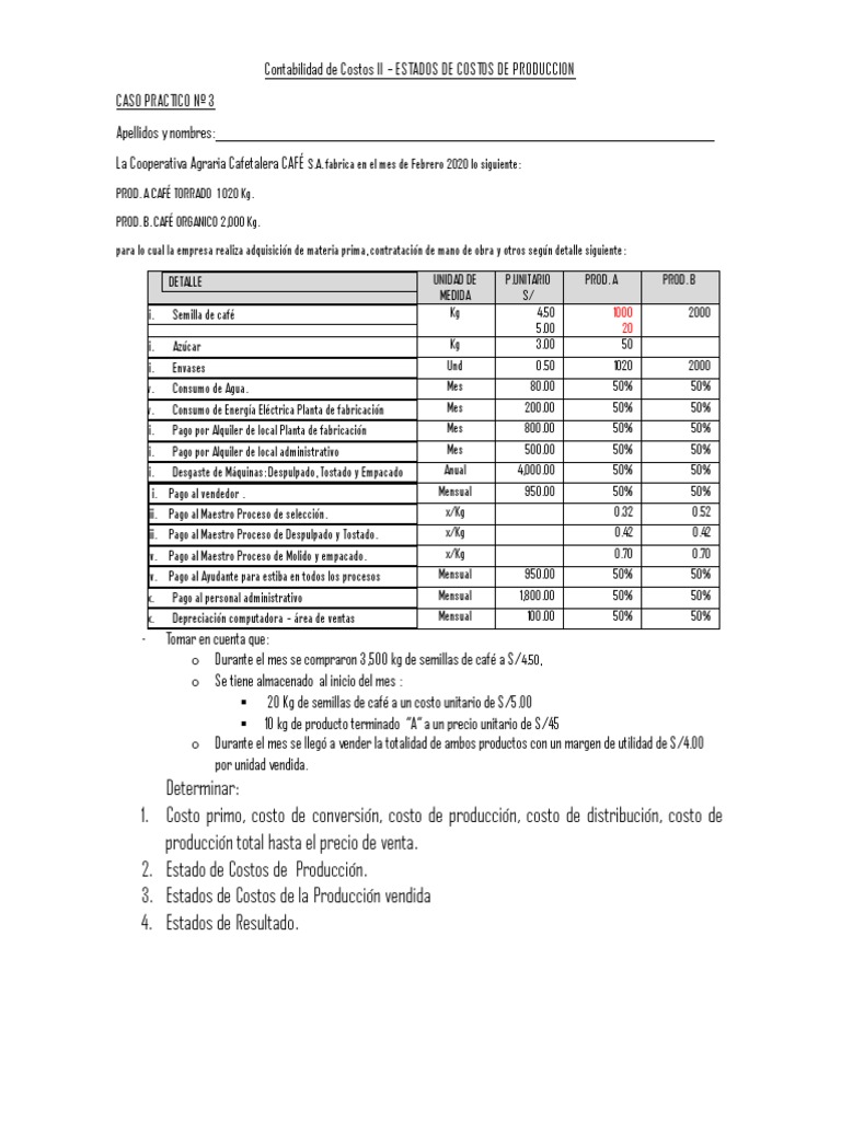 03 CASO PRACTICO Desarrollo Estado de Costos de Producción Con II E IF ...