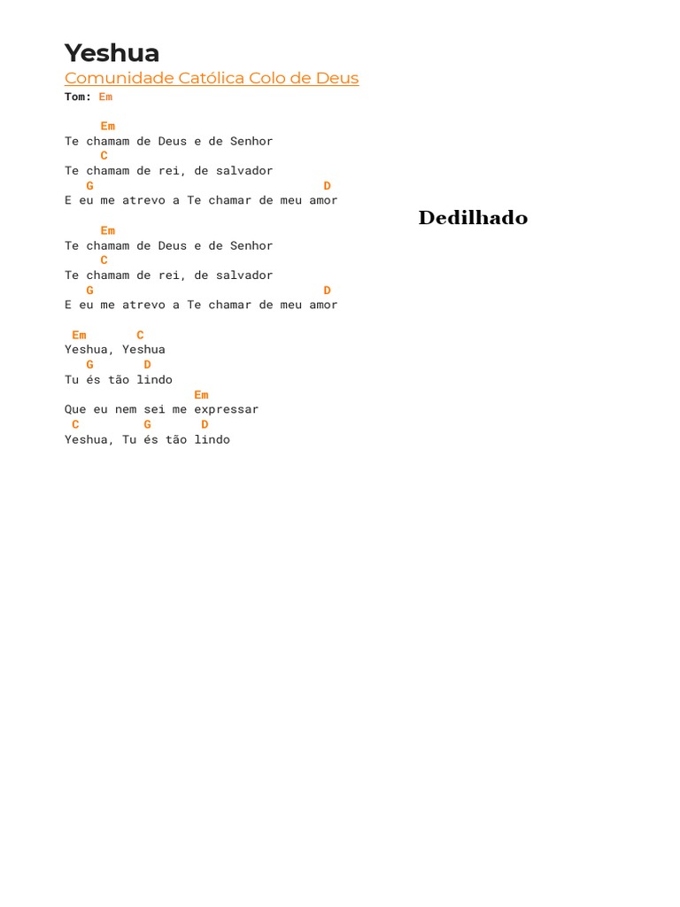 Cifra Da Música Yeshua em PDF PDF