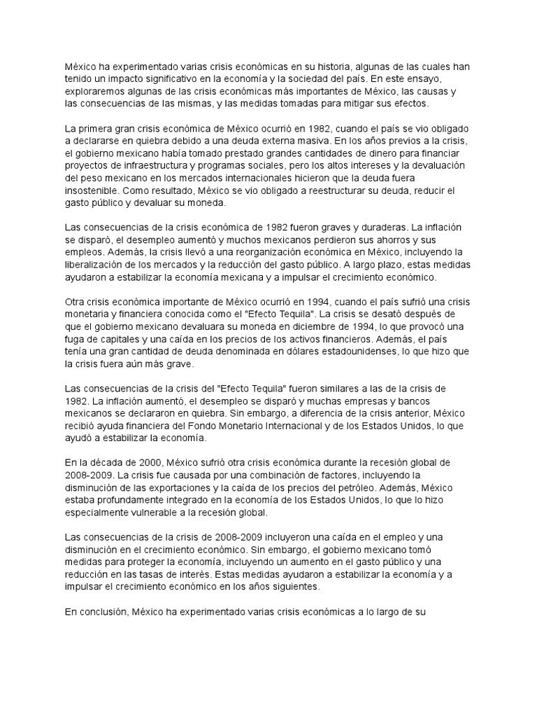 Impacto de la crisis económica de 1982 en México | PDF