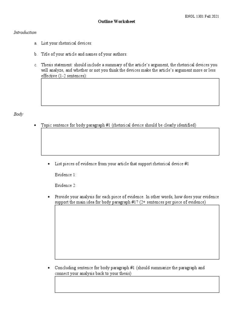 Rhetorical Analysis Outline Guide | PDF
