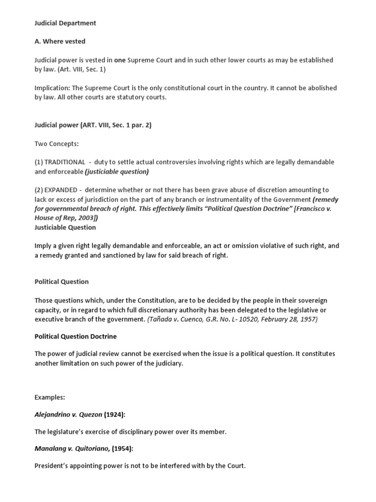 Module 5 - Judicial Department PDF | PDF | Standing (Law) | Jurisdiction