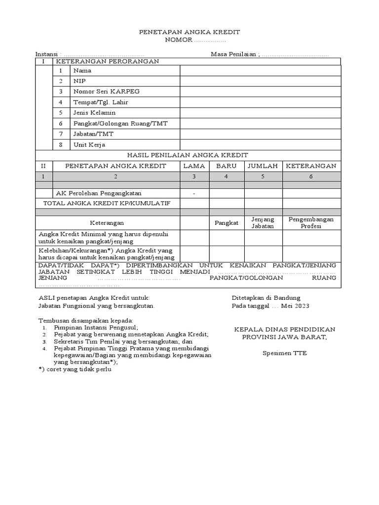 Penetapan Angka Kredit Kenaikan Pangkat | PDF