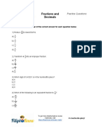 Fractions and Decimals Practice Questions PDF