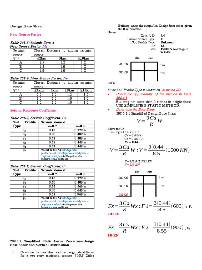 Design Base Shear Calculation Guide | PDF