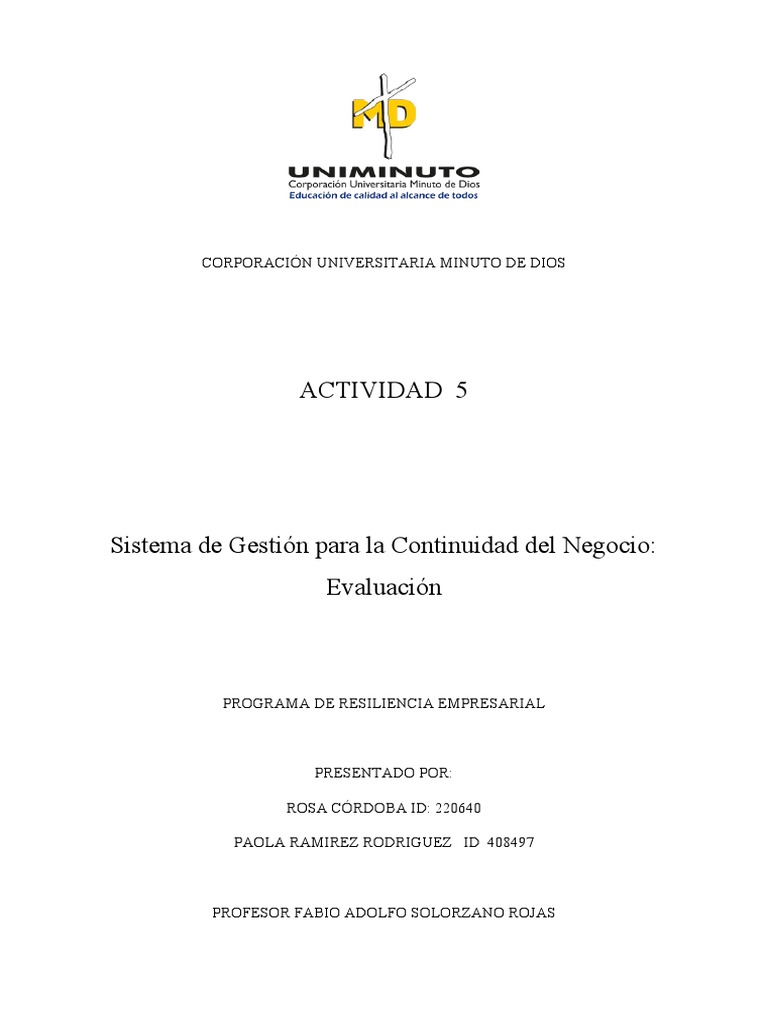 Plan de Continuidad Del Negocio | PDF